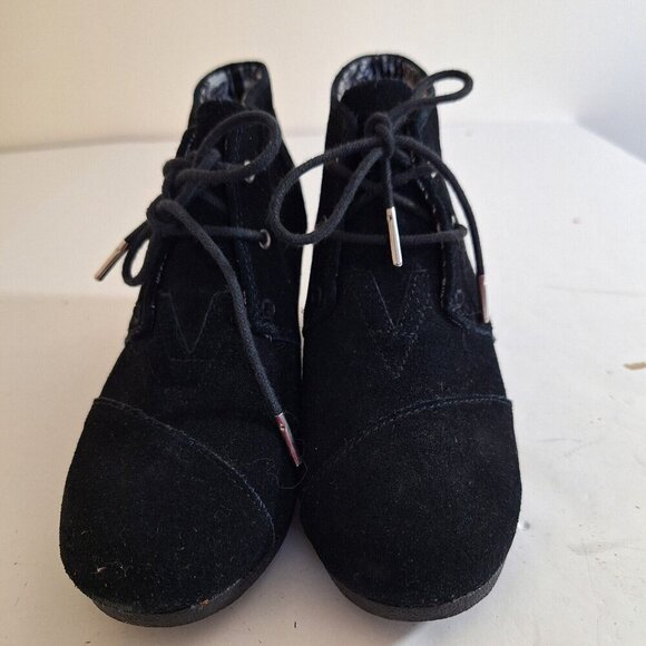 Toms Shoes - Toms Kala Wedge Black Suede Ankle Booties Women’s Size 8.5
